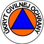 označenie úkrytu CO (modrý trojuholník na oranžovom podklade)