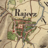 Mesto Rajec na mape druhého vojenského mapovania 1806 - 1869; zdroj:  Vojenské historické múzeum v Budapešti (Hadtőrténeti Intézet és Múzeum) 